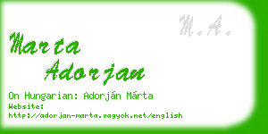 marta adorjan business card